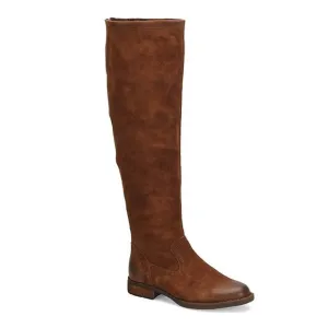 BORN WOMEN'S BORMAN BOOTS ROUND TOE Nubuck Brown Knee-High Riding Boots NEW