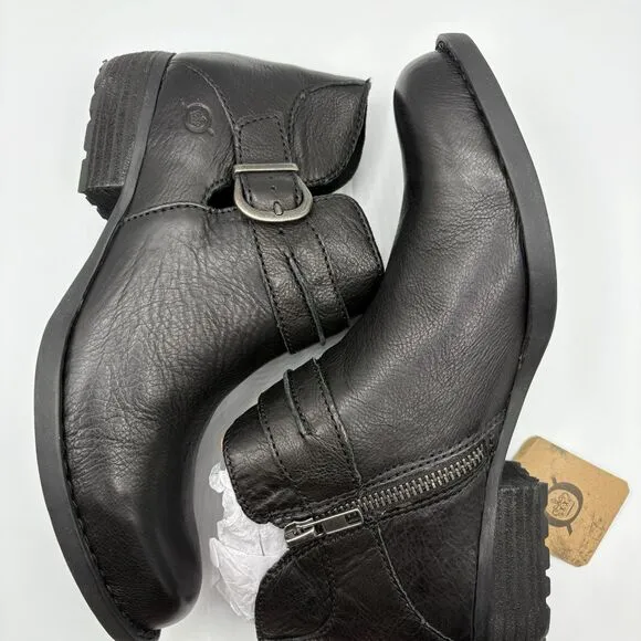 Born Women's Kati Block Heel Leather Boot Black‎ Women’s 6.5 Biker Outdoor