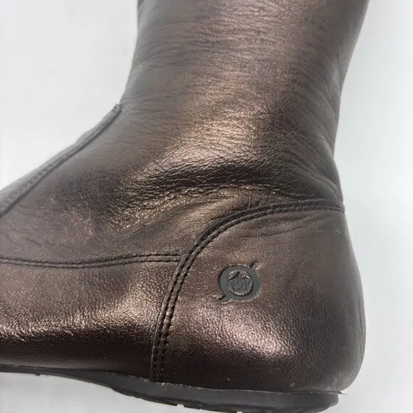 Born Womens Size 9M Metallic Brown Leather Zip Fashion Boots