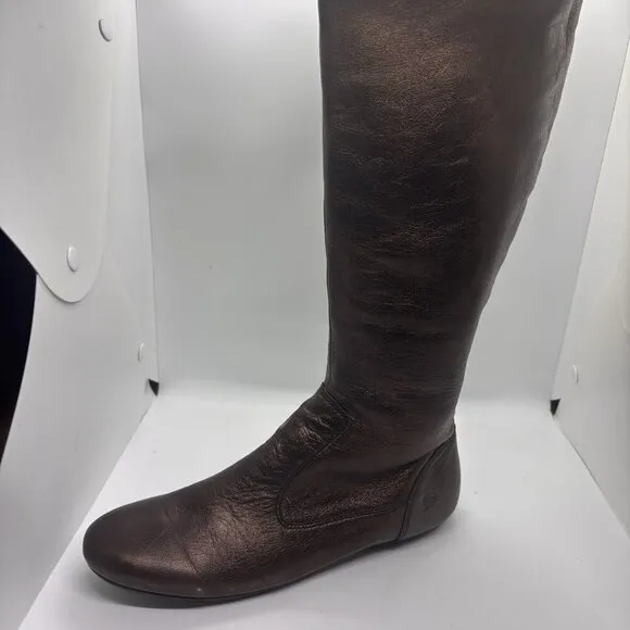 Born Womens Size 9M Metallic Brown Leather Zip Fashion Boots