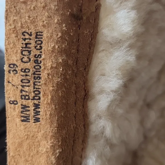 BORN Zuniga Canoe Brown Leather Boots Shearling Zip Laced Military lamb fur 8