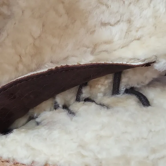 BORN Zuniga Canoe Brown Leather Boots Shearling Zip Laced Military lamb fur 8