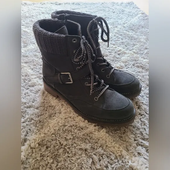 Bos &amp; Co Colony Women's Waterproof Gray Suede Boots Size 41 Hiking Winter