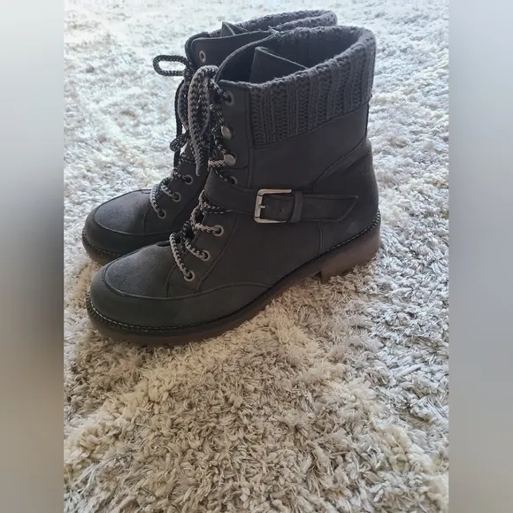 Bos &amp; Co Colony Women's Waterproof Gray Suede Boots Size 41 Hiking Winter
