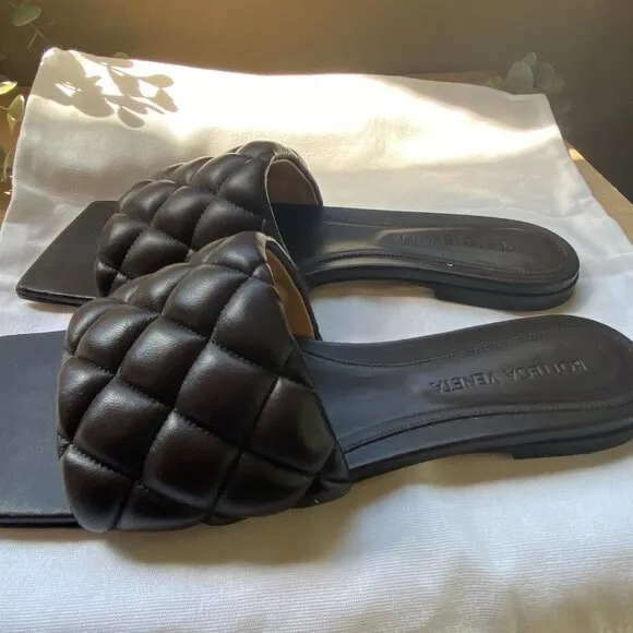 Bottega Veneta Womens LIDO Leather Slip On Slide Sandals Shoes SZ 36.5