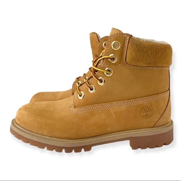 Boy's Timberland Fur-Lined Nubuck Boots Size 5.5
