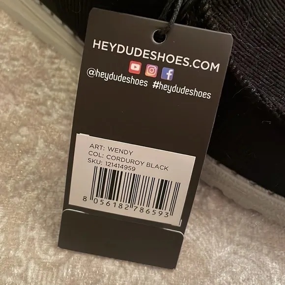 Brand New Hey Dude Black Corduroy Gray Plush Fleece Lined Slip On Casual Shoes