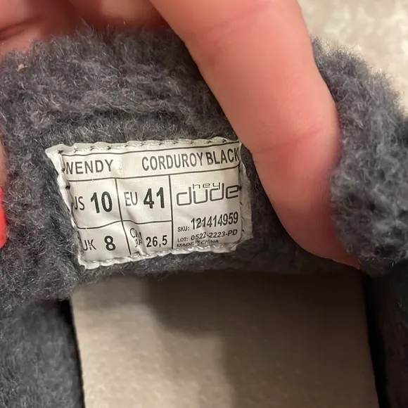 Brand New Hey Dude Black Corduroy Gray Plush Fleece Lined Slip On Casual Shoes