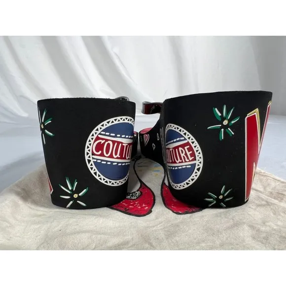Brighton Platform Thongs 10 Black Red Walking Shoes Sandals Dustbag