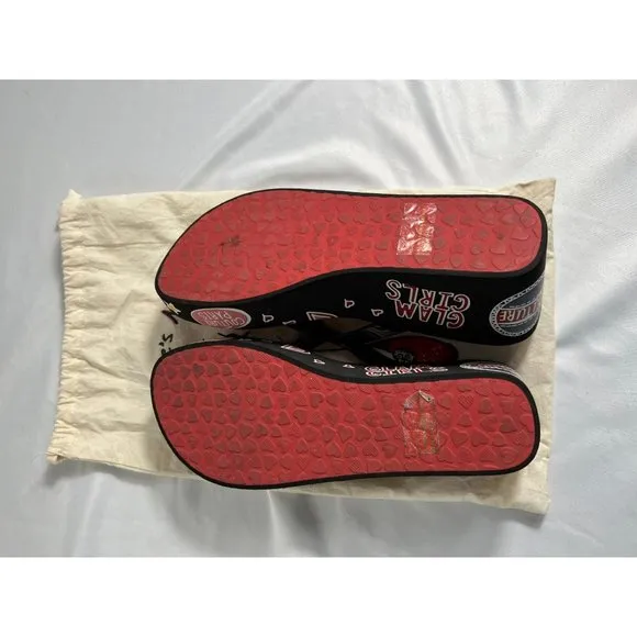 Brighton Platform Thongs 10 Black Red Walking Shoes Sandals Dustbag