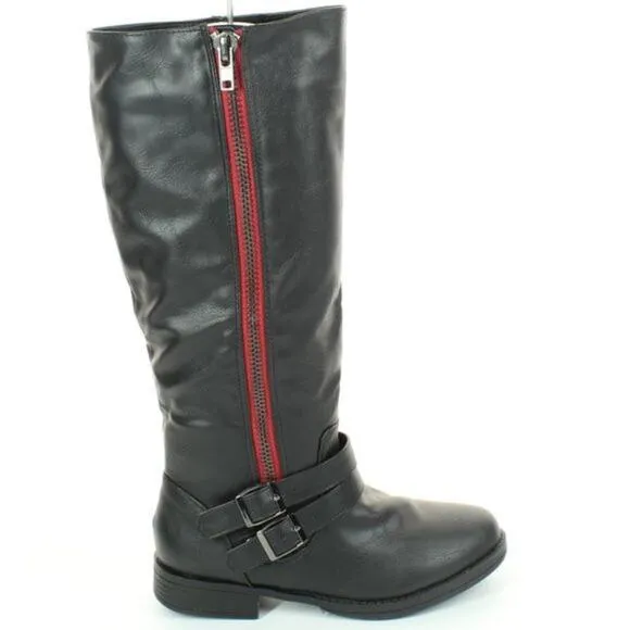 Brinley Co Women's Fulton Black/Red Fashion Boots - Size 8 Medium