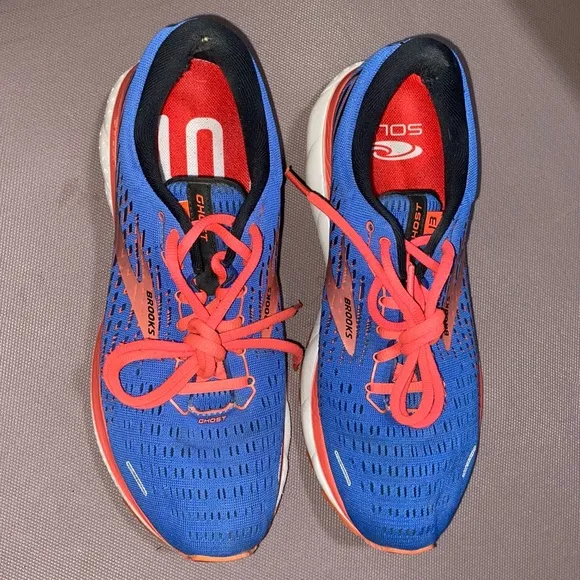 Brooks GHOST 13 Blue Coral Running Walking Shoes Excellent Condition Used