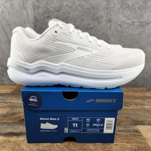 Brooks Ghost Max 2 Size 11 Mens Bright White Casual Walking Running Shoes