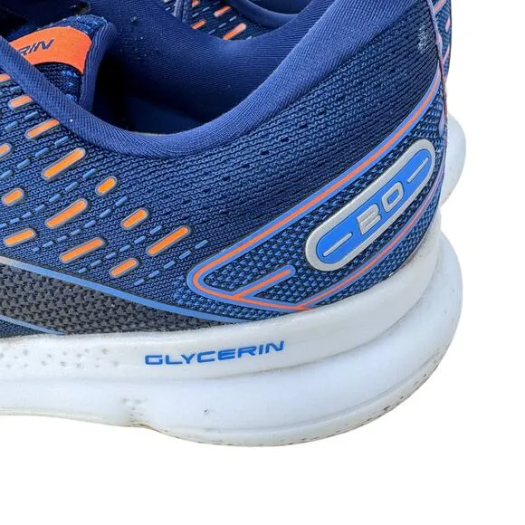 Brooks Glycerin 20 Running Shoes Mens Size 11 Blue Logo Comfort Low Top Lace Up