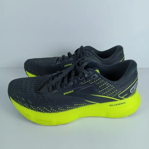 Brooks Glycerin 20 Running Shoes Womens 8 Black Green Athletic Comfort Walking