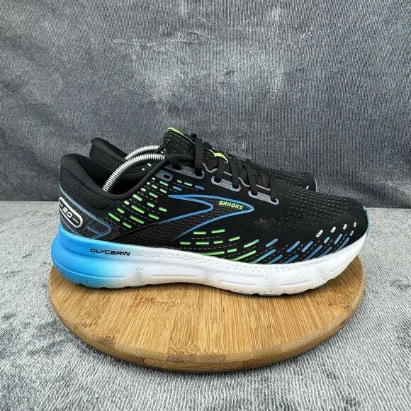 Brooks Mens Glycerin 20 Size 12 Black Blue Running Comfort Sneakers No Insoles