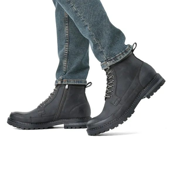 Bruno Marc Men's Durable Motorcycles Lace-Up Combat Boots Grey Size 9 NIB
