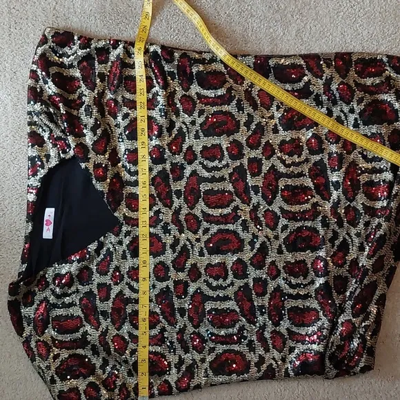 Buddy Love Animal Print Sequin Shift Dress Sz L