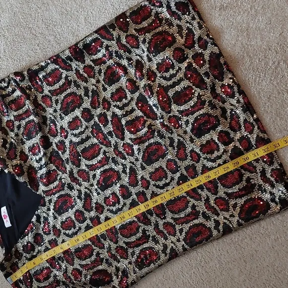 Buddy Love Animal Print Sequin Shift Dress Sz L