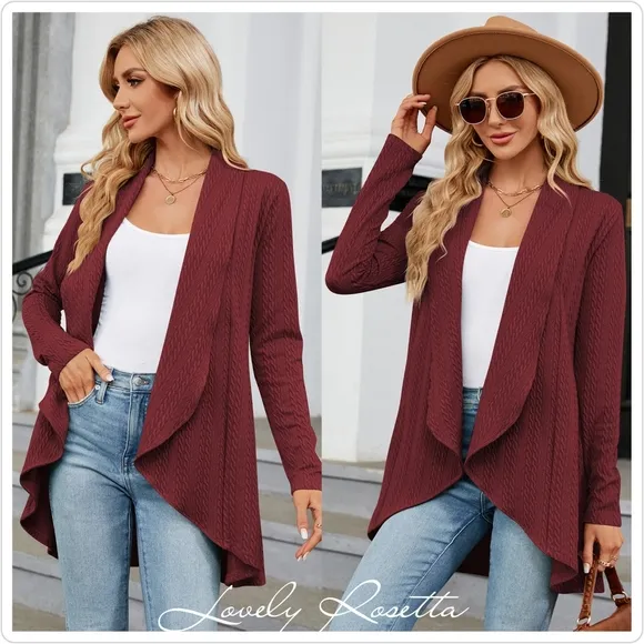Burgundy Lightweight Open Front Cardigan