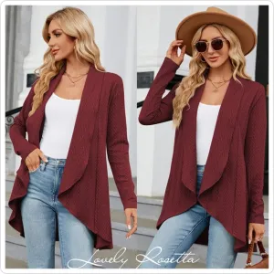 Burgundy Lightweight Open Front Cardigan
