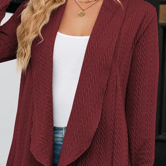 Burgundy Lightweight Open Front Cardigan