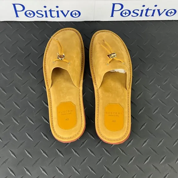 Buscemi Mens Greenwich Wheat Gum Suede Slippers US 9 SAMPLE