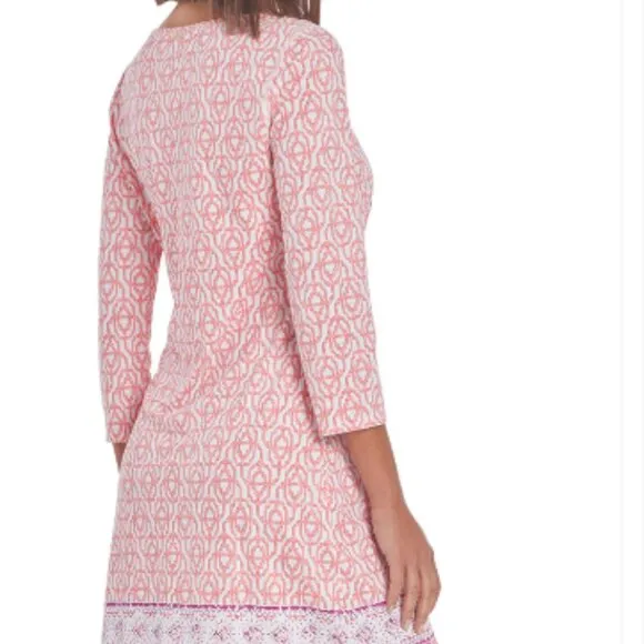 Cabana Life Pink SPF Sun Protection Dress Napa Cabana Print Medium