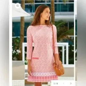 Cabana Life Pink SPF Sun Protection Dress Napa Cabana Print Medium