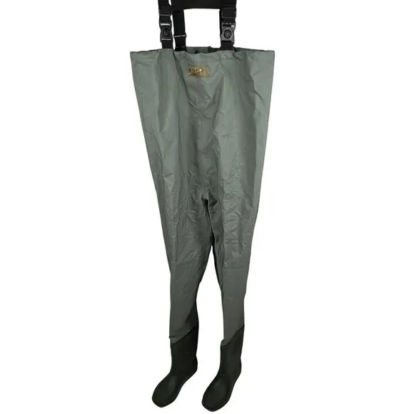 Cabelas Mens 9 Dry-Plus Chest Waders Adjustable Straps Attached Boots Waterproof
