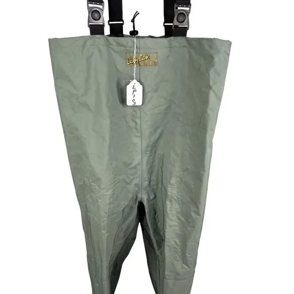 Cabelas Mens 9 Dry-Plus Chest Waders Adjustable Straps Attached Boots Waterproof