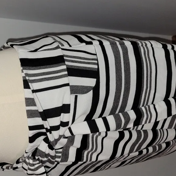 CAbi grandstand mixed stripe faux wrap tie front skirt womens size S