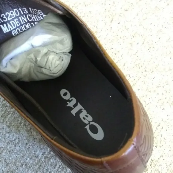 Calto Brown Reptile Embossed Fuax Leather Shoes
