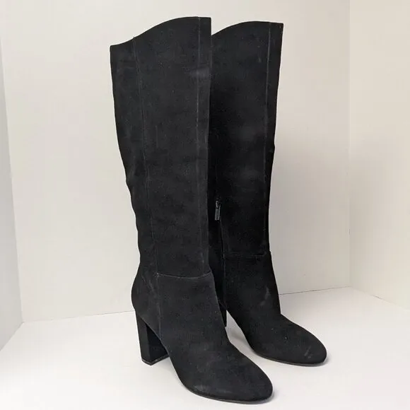 Calvin Klein Almay Knee High Boots, Black Suede, Women's 9 M