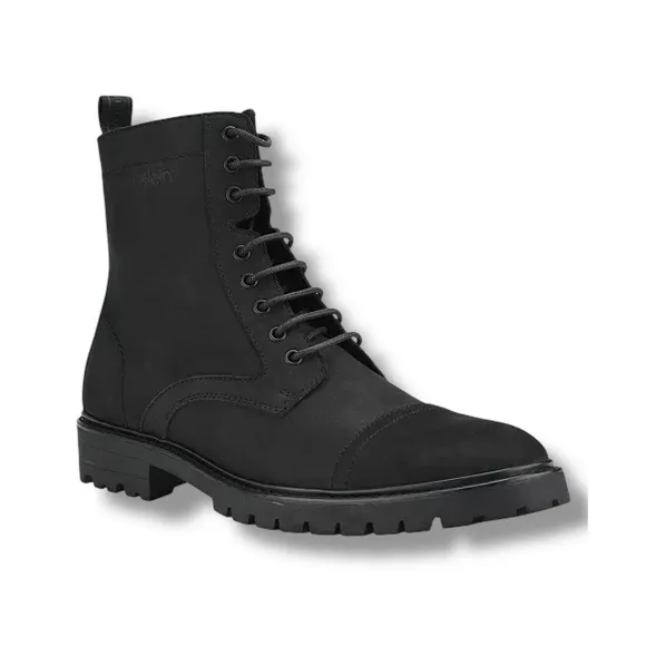 Calvin Klein Lorenzo Boots Lace Up Ankle Booties Black 8.5M