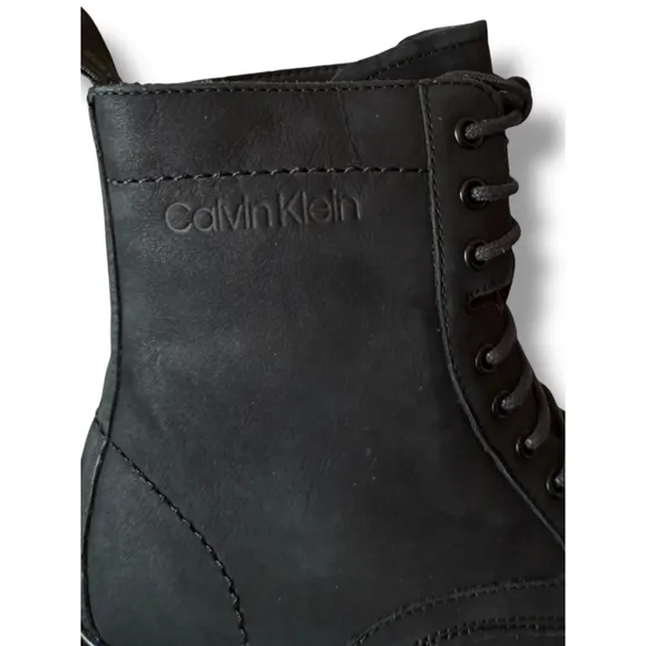 Calvin Klein Lorenzo Boots Lace Up Ankle Booties Black 8.5M