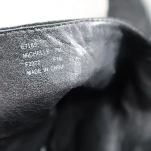 Calvin Klein Shoes Women 7 Boots Tall Leather Fashion Knee High Buckle Zip Black