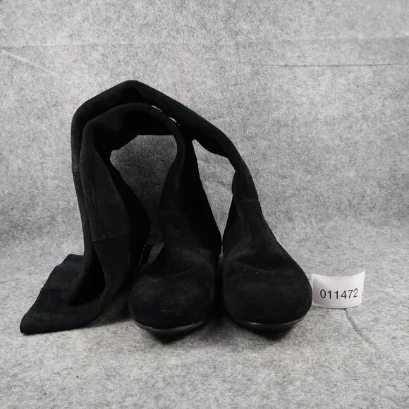 Calvin Klein Shoes Women 7 Boots Tall Leather Fashion Knee High Buckle Zip Black
