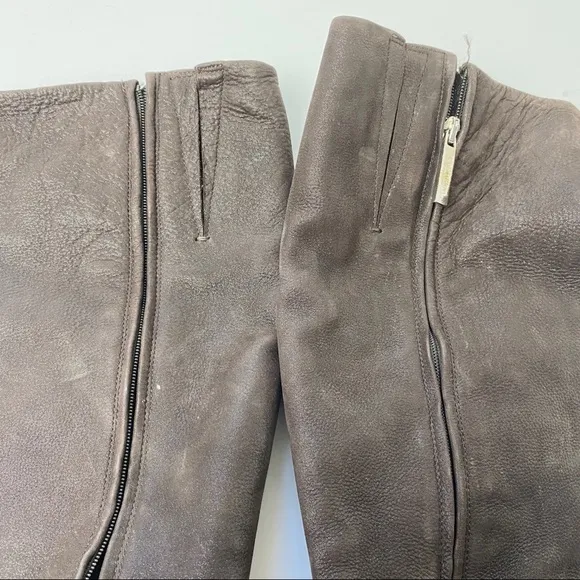 Calvin Klein Y2K brown pebbled leather platform boots