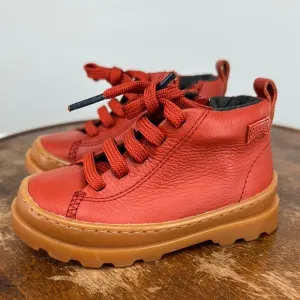 Camper Boots Baby 5.5 (22) Brutus Red Leather Ankle Lace Up Zipper Hiking