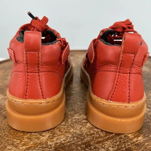 Camper Boots Baby 5.5 (22) Brutus Red Leather Ankle Lace Up Zipper Hiking