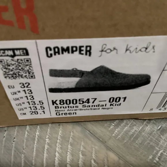 CAMPER Kids' Brutus Faux Fur Slingback Mule, size US 13.5 EU 32