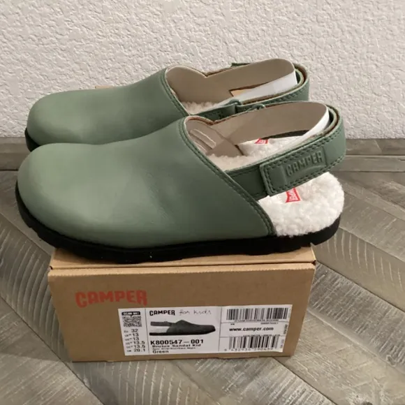 CAMPER Kids' Brutus Faux Fur Slingback Mule, size US 13.5 EU 32