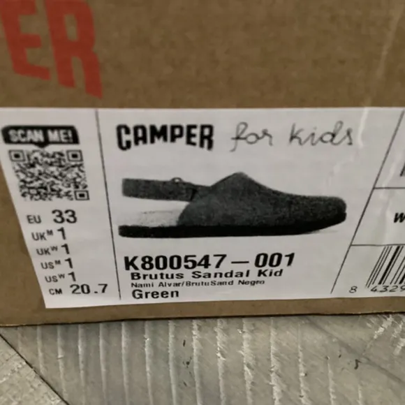 CAMPER Kids' Brutus Faux Fur Slingback Mule, size US 1/EU 33