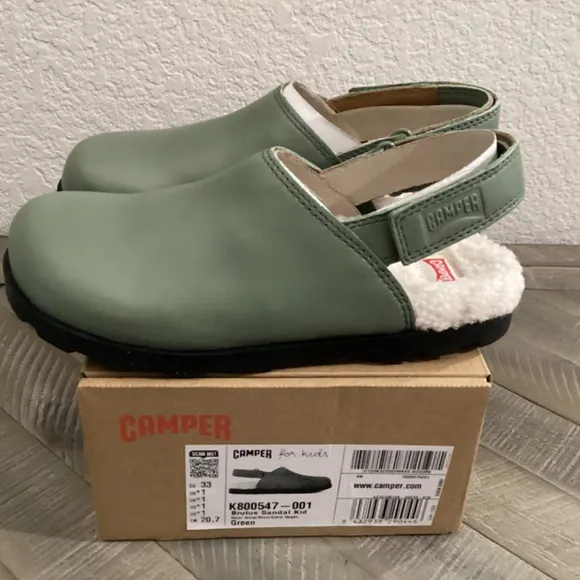 CAMPER Kids' Brutus Faux Fur Slingback Mule, size US 1/EU 33