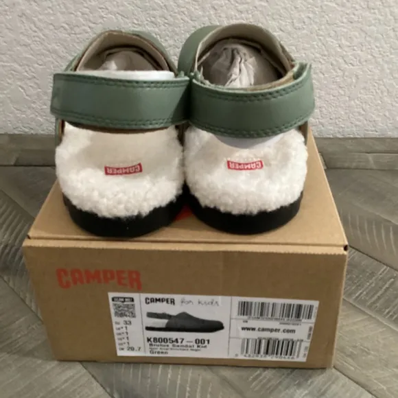 CAMPER Kids' Brutus Faux Fur Slingback Mule, size US 1/EU 33