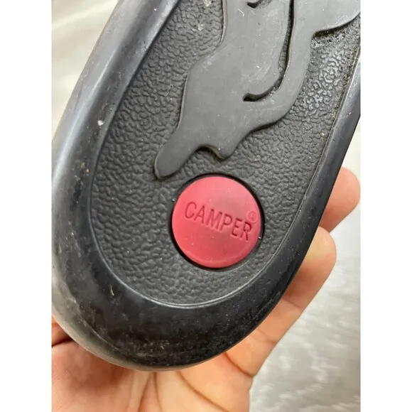 Camper Twins Apple Women's US 10 Black Leather Slip-On Round Toe Ballet Flat