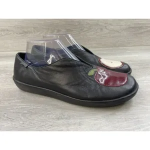 Camper Twins Apple Women's US 10 Black Leather Slip-On Round Toe Ballet Flat