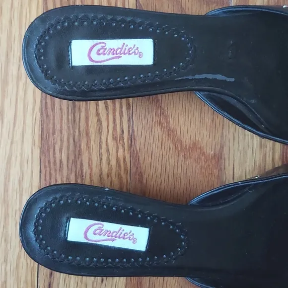 Candies Bree Jeweled and Studded Faux Leather Kitten Heel Mules Size 6.5