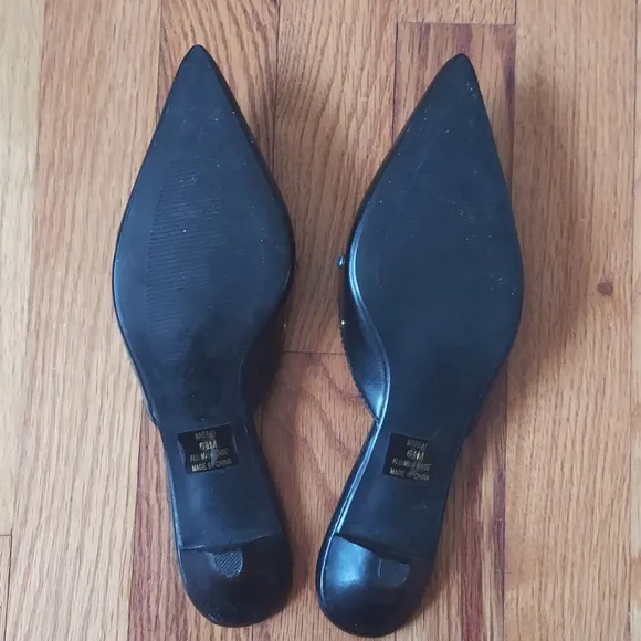 Candies Bree Jeweled and Studded Faux Leather Kitten Heel Mules Size 6.5